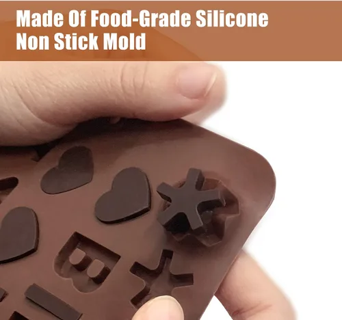 Vista 3 de Walfos Molde de silicona para letras y números de chocolate, molde antiadherente para chocolate, hecho de silicona de grado alimenticio, sin BPA, 2