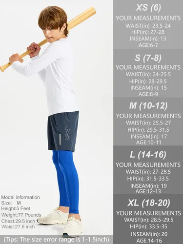 Vista 7 de DEVOROPA Leggings de compresión para niños y jóvenes, mallas deportivas con forro polar térmico