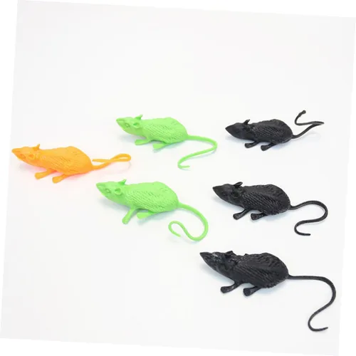 Vista 7 de 18Pcs Halloween Simulation Mouse Ornaments Soft Tricky Animal Props for Scary Pranks and Festival Decorations in Black Orange Green