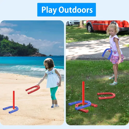 Vista 5 de NQV Juego exterior de herradura, kit de juego de zapatos de caballo, juego de herradura para niños y adultos.