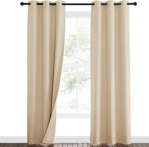 Vista 71 de NICETOWN - Cortinas divisoras con barrera de sonido 100% opacas de 84 pulgadas, cortinas con bloqueo de ruido, calor y frío con forro de tela