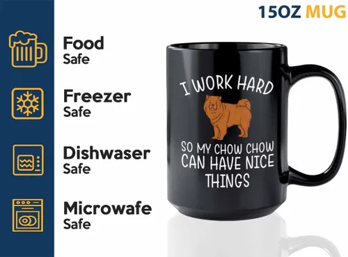Vista 3 de Chow Chow Lover Taza de café de 15 onzas color negro - My Chow Chow - Amantes de los perros Pet Mom New Puppy Snarky Puppy Pup Dueño Perro Mama