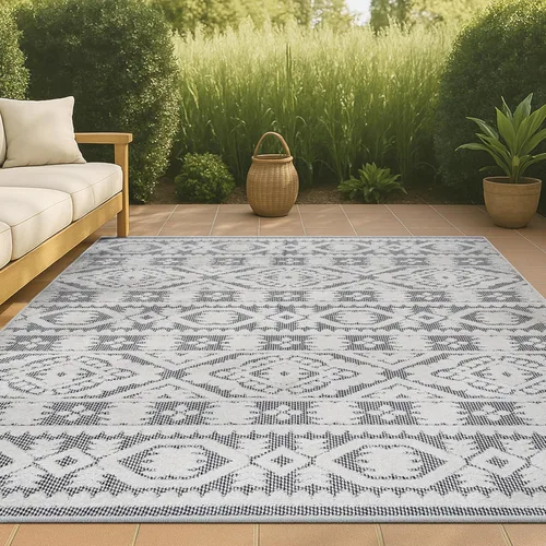 Vista 8 de JONATHAN Y Alfombra mediterránea para interiores y exteriores, 2 x 8 pies, color beige, pelo alto y bajo para patio trasero, patio, porche, fácil