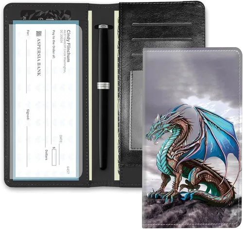 Vista 29 de RFID Blocking Checkbook Cover for Women & Men, Premium PU Leather Print Wallet for Duplicate Checks, Slim Organizer with Pen Holder, Credit Card