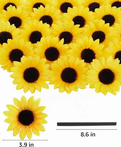 Vista 4 de DuHouse 40 cabezas de girasoles falsos con tallos