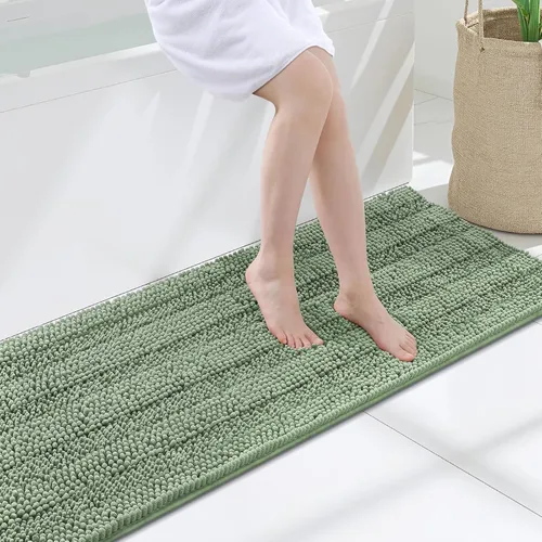 Vista 181 de Grandaily Alfombras de baño de felpilla a rayas de 24 x 16 pulgadas, extra gruesas y suaves, absorbentes, parte trasera de goma, alfombra de ducha