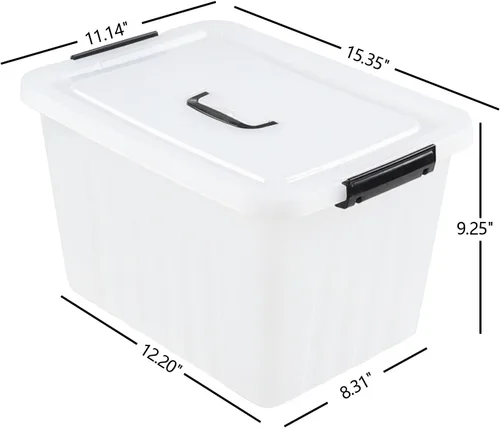 Vista 2 de Asking Caja de almacenamiento de plástico transparente de 18 L con asa, paquete de 4