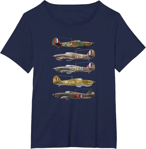 Vista 9 de Hawker Hurricane is a British WW2 camiseta de aviones de combate Negro