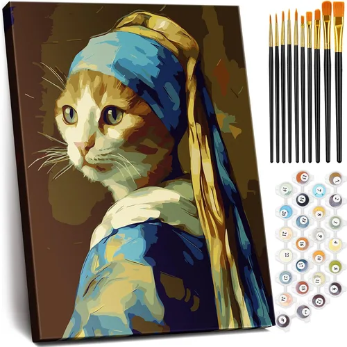 Vista 18 de NiArt Pintura por números para adultos principiantes, pintura por números sobre lienzo para niños, kits de pintura al óleo para regalo decoración