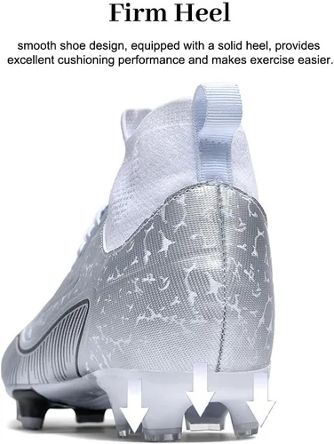 Vista 3 de Zapatos de fútbol de caña alta para hombre, botas de fútbol profesionales, transpirables, cómodas, para interiores y exteriores, para entrenamiento