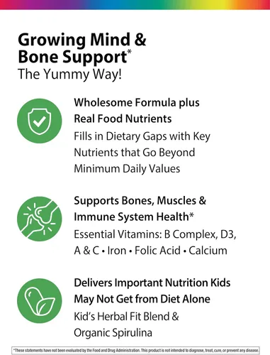 Vista 4 de Rainbow Light Kids One + Multivitamínico 90 tabletas Para mayores de 1 años Apto para el abdomen con probióticos Sabor a ponche de frutas