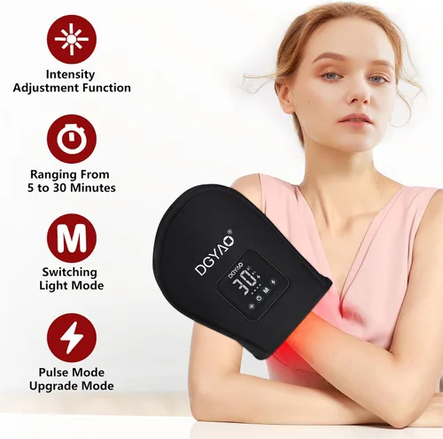 Vista 8 de DGXINJUN Terapia de luz roja inalámbrica para dedos de mano, alivio del dolor de palma, dispositivos de terapia de luz infrarroja cercana, portátil