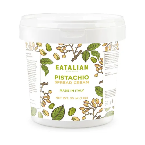 Vista 12 de EATALIAN by AMZ BETTER Crema de Pistacho, 7oz/200 gr, pasta de pistacho untable, sabor dulce y único, ideal para pan, para pasteles, postres
