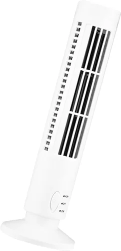 Vista 2 de Yosoo Mini Desktop Tower Fan Portable USB Bladeless Fan 2 Speeds Quiet Cooling with Remote Control for Bedroom Office Home (White)