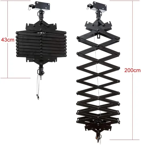 Vista 2 de DATOUBOSS Pantógrafo de caída de 2M para estudio de fotografía, sistema de riel de techo, kit de pantógrafo fotográfico con polea, accesorios