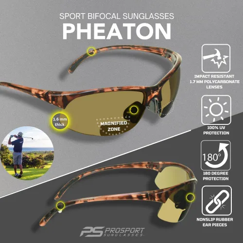 Vista 4 de proSPORT BIFOCAL - Lentes de sol tintados para hombre y mujer, alta definición, amarillo ámbar ahumado, +1.50 +1.75 +2.00 +2.25 +2.50