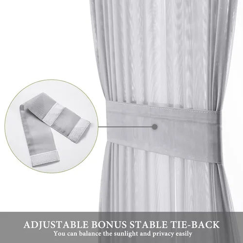 Vista 31 de MIULEE Cortinas Transparentes Laterales para Puerta Francesa con Filtrado de Luz, Tratamiento de Ventana, 2 Paneles de 25 x 40 Pulgadas con Beige