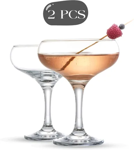 Vista 7 de Juego de 2 copas de cóctel de champán, elegantes copas de cóctel Coupe, copas de Martini, cristalería de tallo largo (2 unidades (9 oz/9.1 fl oz))