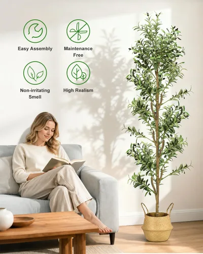 Vista 6 de Olivos artificiales para interiores de 7 pies de alto, plantas artificiales