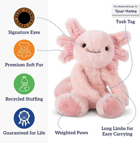 Vista 2 de Vermont Teddy Bear Axolotl - Animal de peluche de 12 pulgadas Suave y lindo juguete de peluche de ajolote Diseñado con amor en los Estados