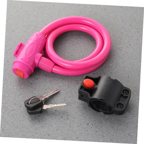 Vista 7 de INOOMP Candado de bicicleta antiarañazos, color rosa, candado de acero para bicicleta, bloqueo de cadena, sin llave, acabado cromado