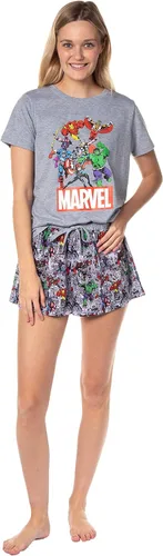 Vista 2 de Marvel - Conjunto de pijama clásico de los personajes de los Vengadores para dormir