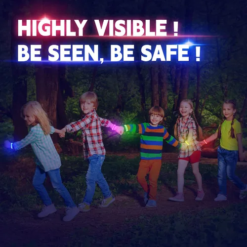 Vista 5 de KIRALUMI 8 pulseras LED que brillan en la oscuridad, pulseras de fiesta de Halloween que brillan en la oscuridad, suministros para Navidad