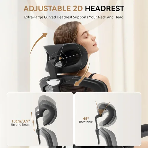 Vista 3 de Ergonomic Office Chair with Lumbar Support & Adjustable Headrest, High Back Mesh Computer Chair 360° Swivel Rolling Desk Chair Swivel Desk Chair for