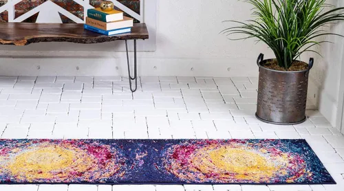 Vista 4 de Unique Loom Jardin Collection - Alfombra para múltiples áreas, abstracta, vibrante., Polipropileno, Multi/azul marino.