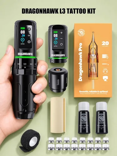 Vista 8 de Dragonhawk Kit de tatuaje inalámbrico L3 Motor Mcore-L3 Kit negro + 2