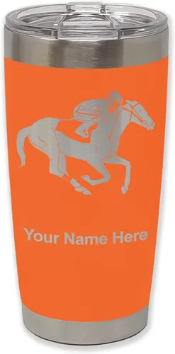 Vista 12 de LaserGram Vaso aislado al vacío de 20 onzas, carreras de caballos, grabado personalizado incluido (negro)