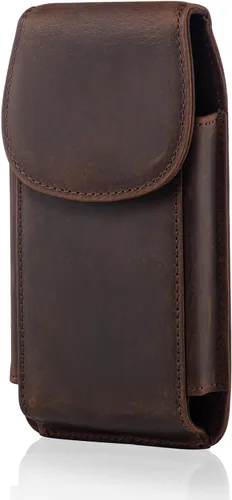 Vista 7 de Funda de piel auténtica para teléfono celular, con clip para cinturón Cell Phone Holster with Belt Loop, Belt Bag for Men, Fit for iPhone 17 Pro