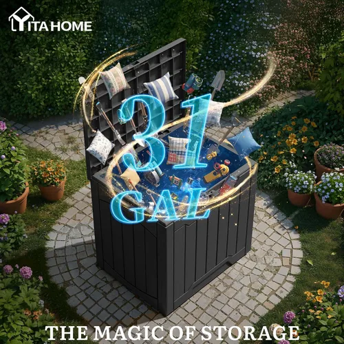 Vista 2 de YITAHOME Juego de 2 cajas de cubierta de 31 galones Negro