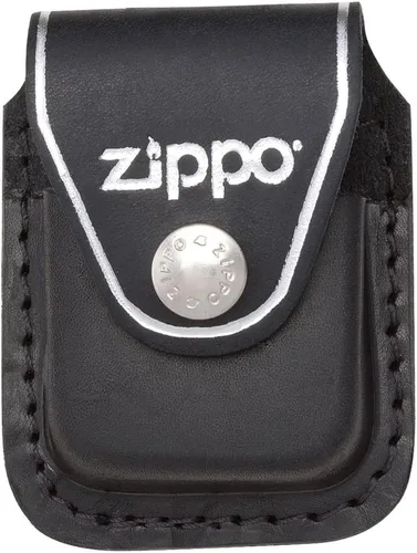 Vista 4 de Zippo 24710 Classic Black Matte ZPP Creed - Encendedor de bolsillo resistente al viento con bolsa de clip de cuero negro Zippo