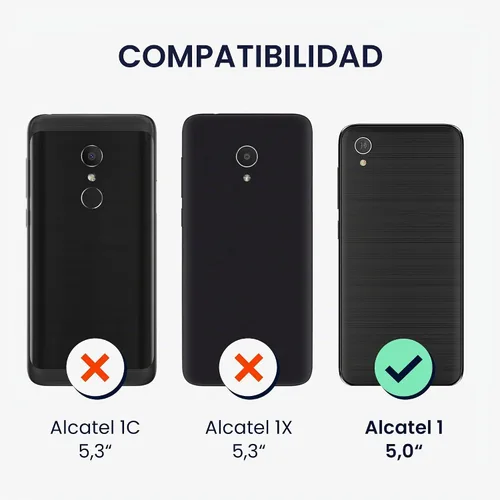 Vista 5 de kwmobile Funda compatible con Alcatel 1 (5.0") - Funda protectora de silicona TPU suave y delgada - Rosa oscuro