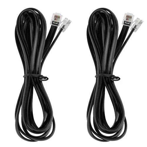 Vista 14 de LanSenSu Cable RJ12 RJ12 6P6C macho a macho recto con cable para uso de datos y voz, paquete de 2 unidades (negro, 3.3 pies)
