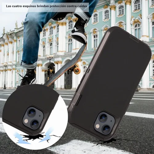 Vista 5 de Compatible con iPhone 13 de 6.1 pulgadas, con protectores de pantalla, resistente, rugosa, a prueba de golpes, protección completa, funda