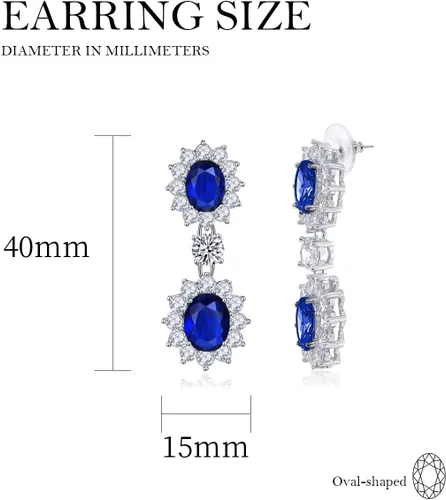 Vista 5 de LAVINA Aretes colgantes de circonita cúbica real, estilo princesa, Diana, elegantes, joyería brillante, lujosa, aretes de circonita cúbica