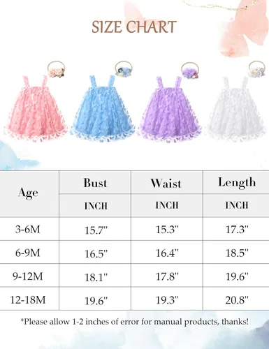 Vista 7 de Vestido tutú para niñas pequeñas, sin mangas, con diseño de mariposa, tul, para cumpleaños, princesa, con diadema de flores
