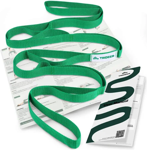 Vista 12 de Trideer Stretching Strap with Loops & Leg Lifter, Non-Elastic PT-Style Physical Therapy Strap for Knee Replacement Rehab, Hamstring, Calf & Back