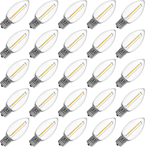 Vista 9 de Meconard Bombilla LED C9 de Repuesto para Luces Navideñas, Bombillas LED Irrompibles C9 para Cadenas de Luces Navideñas Exteriores, Base Intermedia