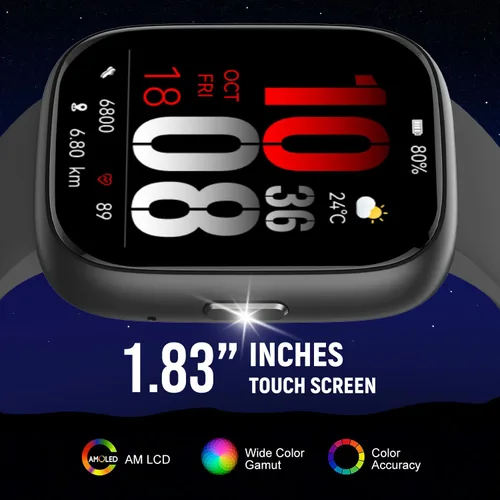 Vista 2 de Reloj inteligente con Alexa y llamadas Bluetooth, pantalla táctil HD de 1.83 pulgadas, reloj de fitness con monitor de frecuencia cardíaca/sueño, 30