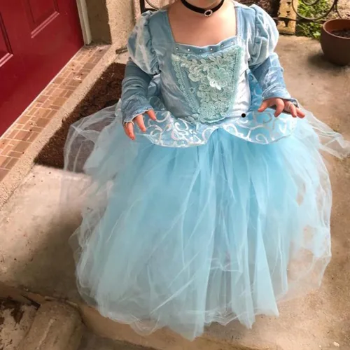 Vista 5 de KIOMI - Disfraz de princesa de Cenicienta para niñas pequeñas, Halloween 2-11T