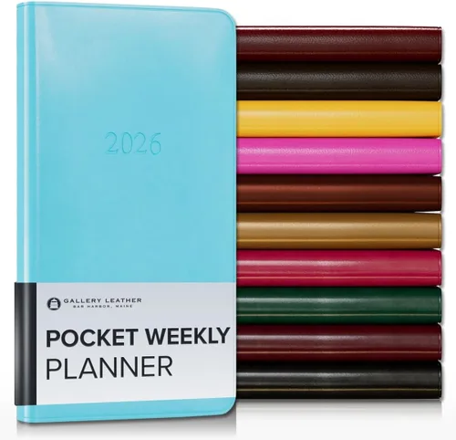 Vista 130 de Gallery Leather Planificador Semanal y Mensual Grande 2025-2026, Calendario Planificador y Cuaderno Elegantemente Encuadernado con Elegantes Bordes