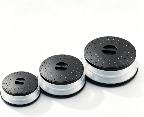 Vista 45 de Cubierta plegable para salpicaduras de microondas, cubierta para platos de microondas con ventilación de vapor, silicona y plástico sin BPA