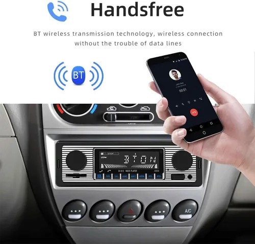 Vista 5 de Radio clásica de coche DIN simple de 7 pulgadas, estéreo de coche Bluetooth, radio FM, receptor de audio para automóvil, control de voz, llamadas