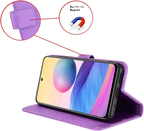 Vista 2 de Funda compatible con Xiaomi Poco X3 Pro, tarjetero de piel sintética, compatible con Xiaomi Poco X3 con cierre magnético, protección para teléfono