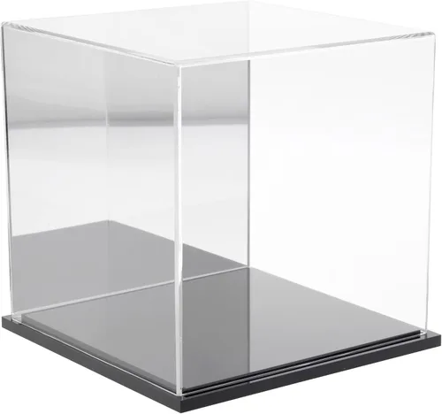 Vista 7 de Plymor Vitrina de acrílico transparente con base negra, 8" x 8" x 8