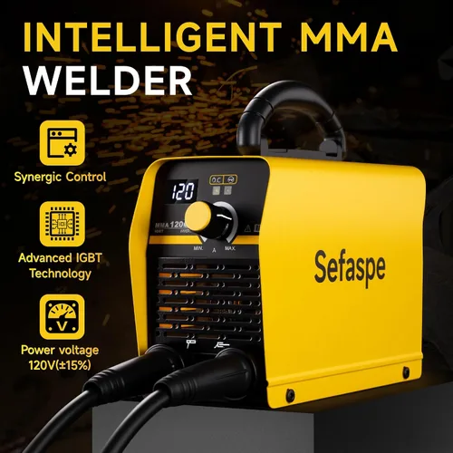 Vista 3 de Soldador de Palo, Máquina de Soldadura 110V 120A con Control Sinérgico, Soldador MMA Portátil con Inversor IGBT 110V con Arranque en Caliente