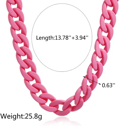 Vista 5 de Collar de cadena Figaro acrílico multicolor de moda cubana gruesa cadena de eslabones de resina para mujeres y niñas, joyería de festival, Resina